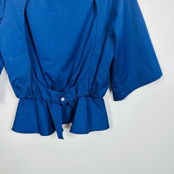 TOIT VOLANT V-Neck Mid Sleeve Work Career Dress Open Back Blouse Size Medium - Picture 6 of 9